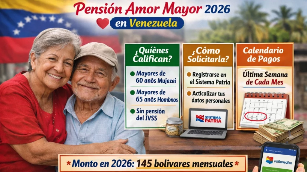 Pensión Amor Mayor 2026 en Venezuela: Quiénes Califican, Cómo Solicitarla y Calendario de Pagos