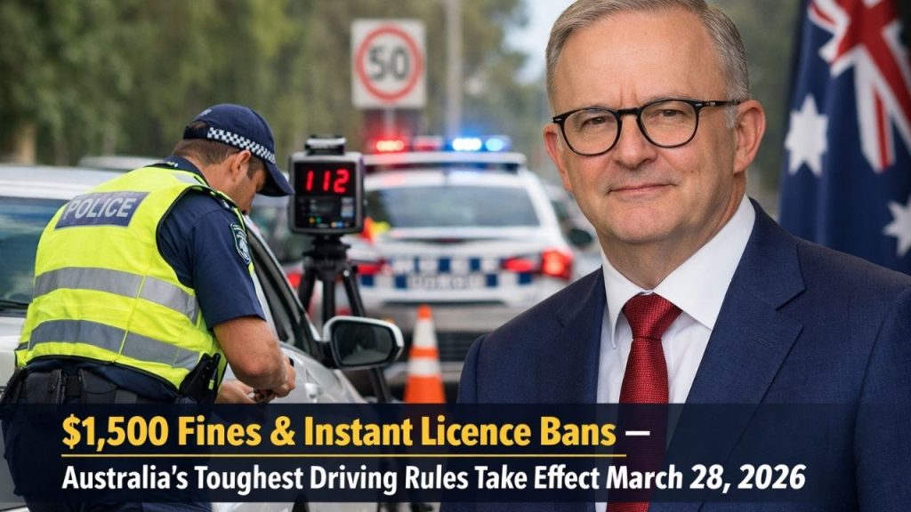 $1,500 Fines & Instant Licence Bans — Australia’s Toughest Driving Rules Take Effect March 28, 2026