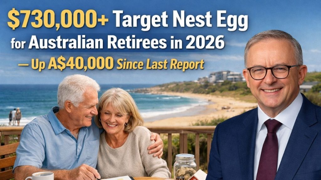 730,000+ Target Nest Egg for Australian Retirees in 2026 — Up A$40,000 Since Last Report