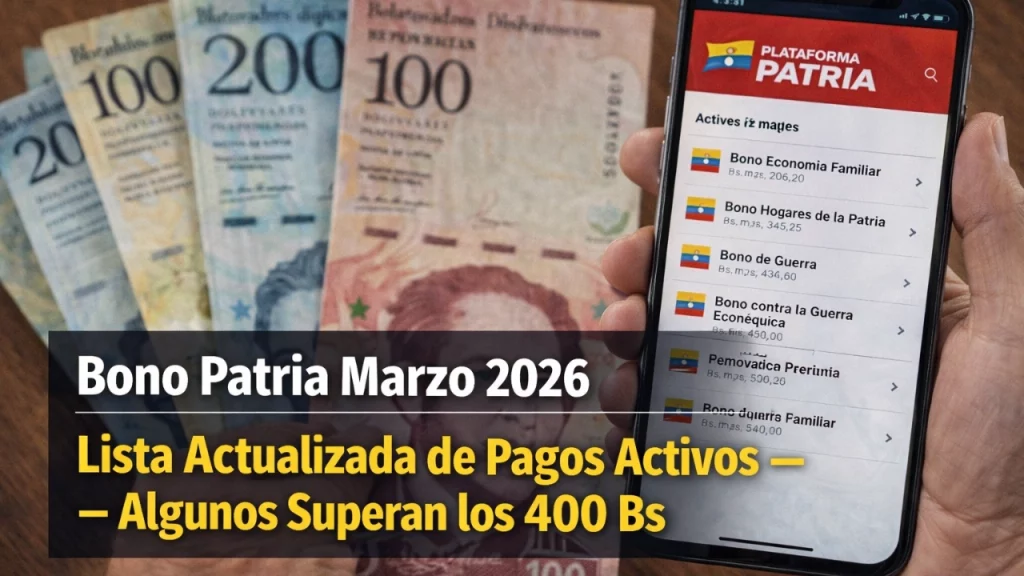 Bono Patria Marzo 2026 Lista Actualizada de Pagos Activos — Algunos Superan los 400 Bs