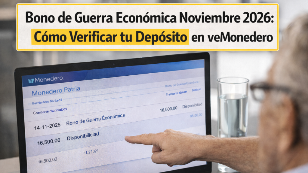 Bono de Guerra Económica noviembre 2025 cómo verificar tu depósito en veMonedero