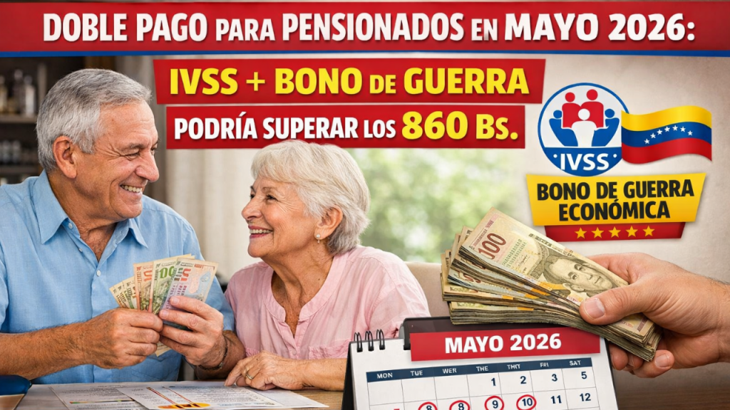 Doble Pago para Pensionados en Mayo 2026: IVSS + Bono de Guerra Podría Superar los 860 Bs – Consulta el Calendario Oficial
