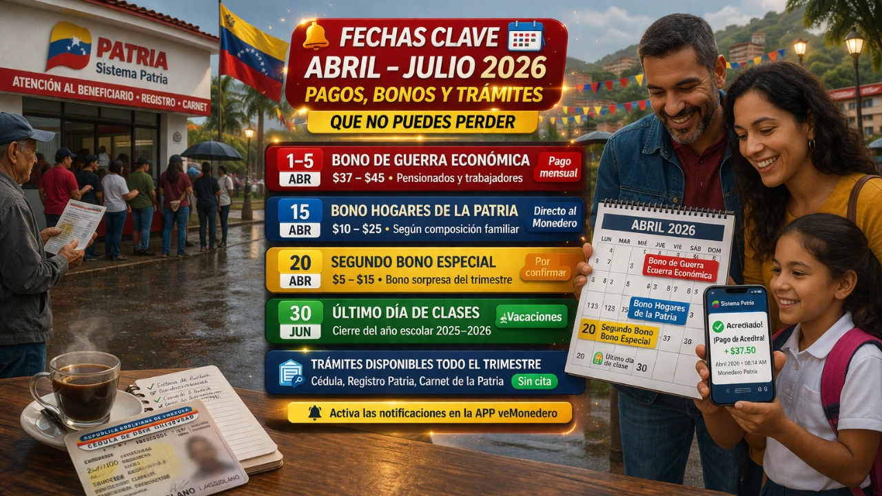Fechas clave abril–julio 2026: pagos, bonos y trámites que no puedes perder en los próximos meses