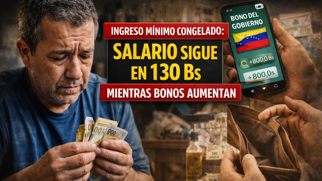 Ingreso Mínimo Congelado en 2026: Salario Sigue en 130 Bs Mientras los Bonos Aumentan en Venezuela