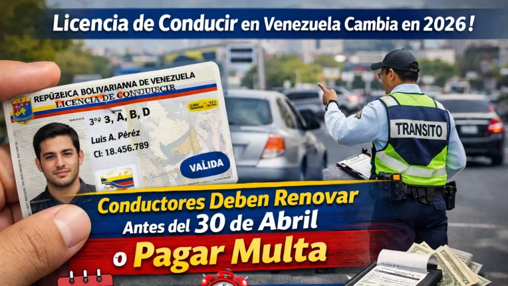 Licencia de Conducir en Venezuela Cambia en 2026: Conductores Deben Renovar Antes del 30 de Abril o Pagar Multa