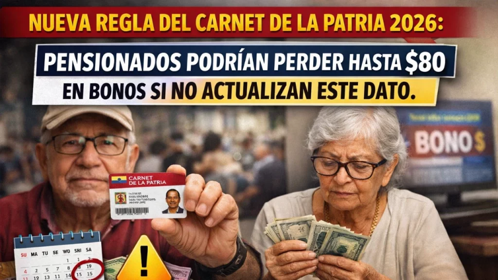 Nueva Regla del Carnet de la Patria 2026: Pensionados Podrían Perder Hasta $80 en Bonos si No Actualizan Este Dato