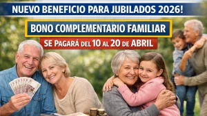 Nuevo Beneficio para Jubilados 2026: Bono Complementario Familiar Se Pagará del 10 al 20 de Abril