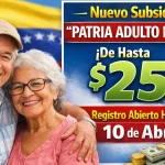Nuevo Subsidio “Patria Adulto Mayor” de Hasta 25$ Mensuales — Registro Abierto Hasta el 10 de Abril