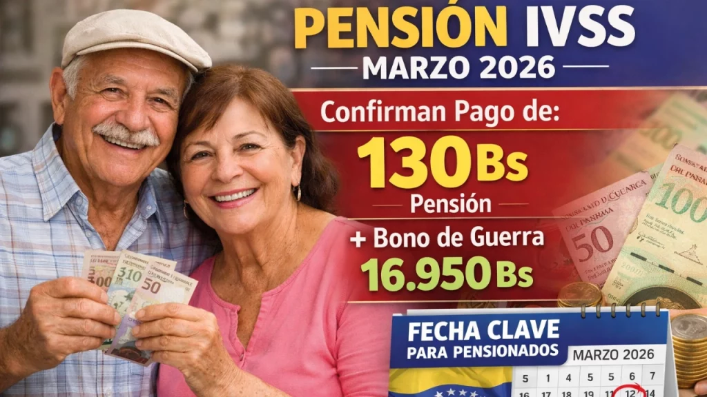 Pensión IVSS Marzo 2026 Confirman Pago de 130 Bs + Bono de Guerra de 16.950 Bs — Fecha Clave para Pensionados