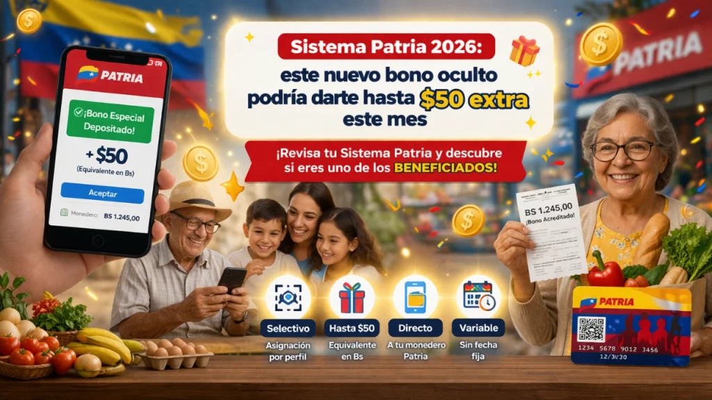 Sistema Patria 2026: este nuevo bono oculto podría darte hasta $50 extra este mes