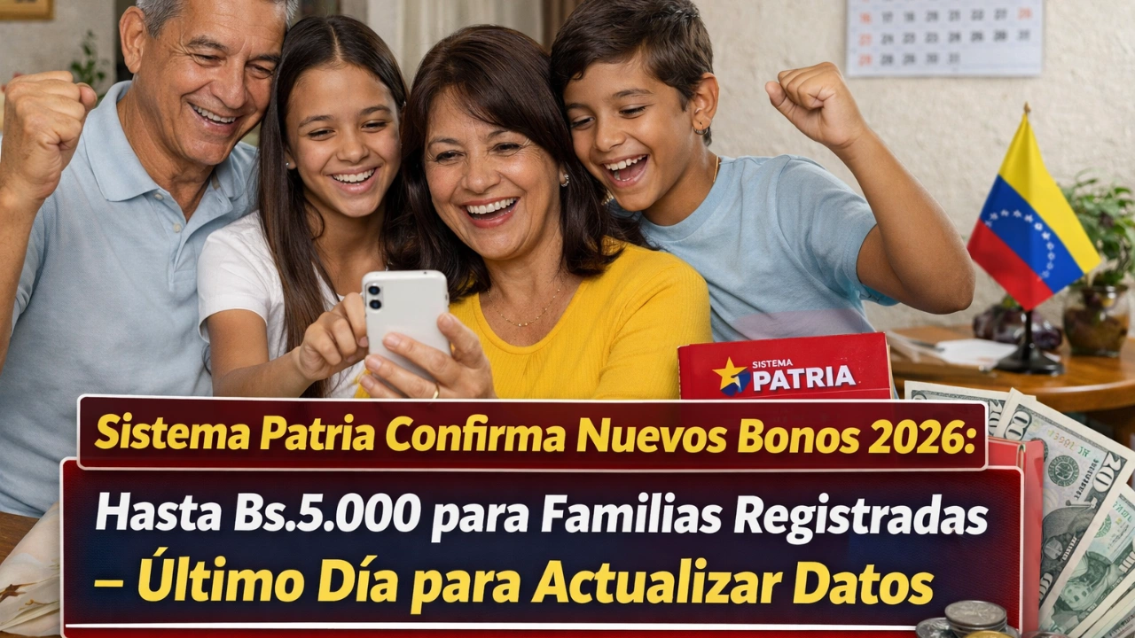 Sistema Patria Confirma Nuevos Bonos 2026 Hasta Bs.5.000 para Familias Registradas – Último Día para Actualizar Datos