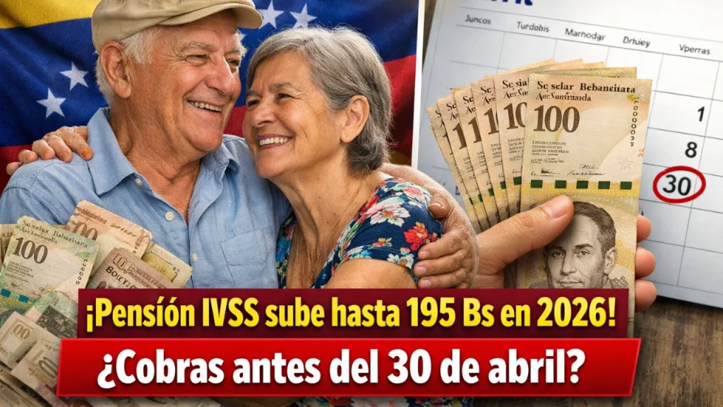 ¡Confirmado! Pensión IVSS sube hasta 195 Bs en 2026: revisa si cobras antes del 30 de abril