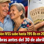 ¡Confirmado! Pensión IVSS sube hasta 195 Bs en 2026: revisa si cobras antes del 30 de abril